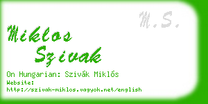 miklos szivak business card