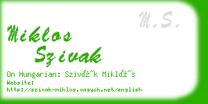 miklos szivak business card